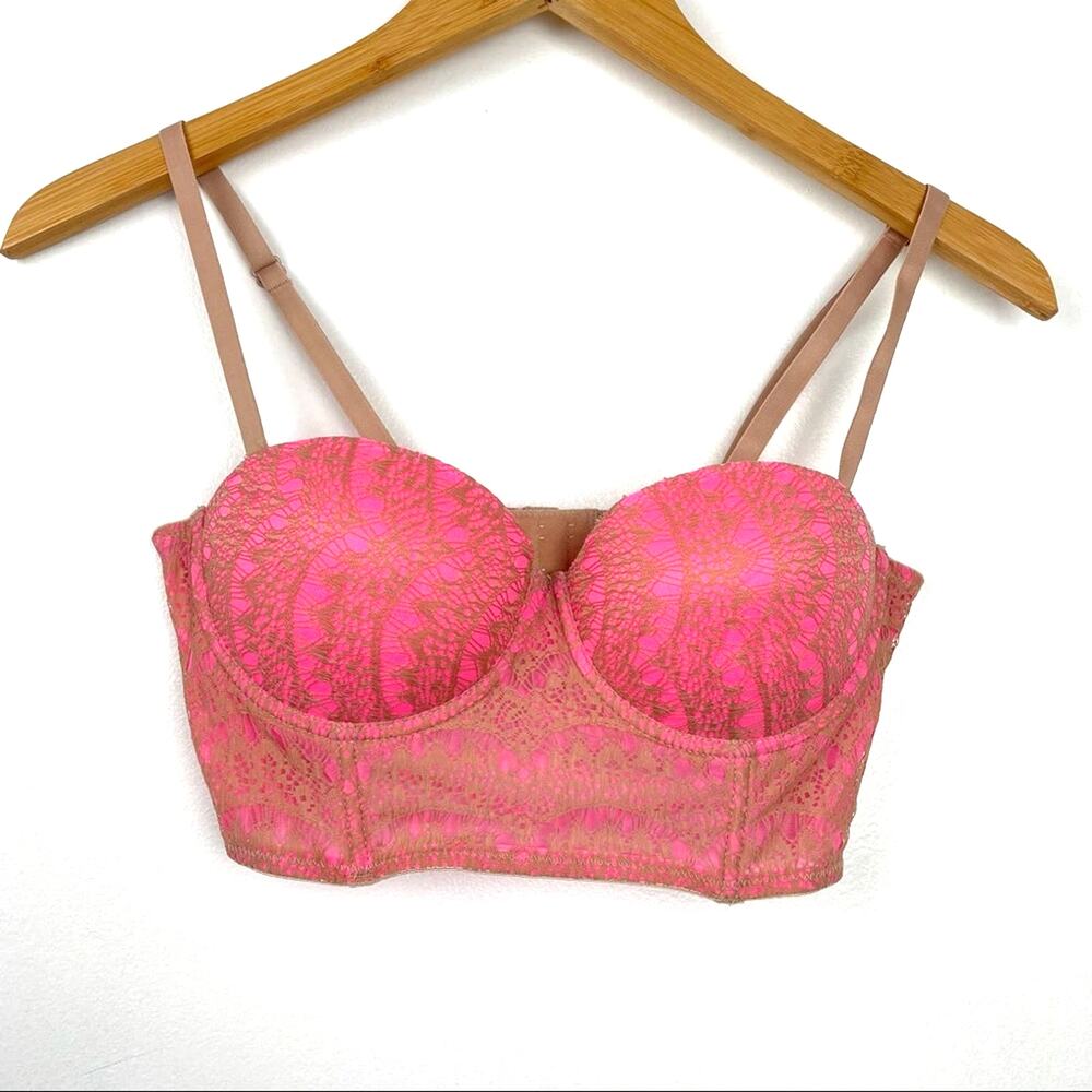 Forever 21 | Pink & Beige Push Up Bra Lace Sexy Large